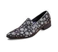 Mocassins for Hommes, Chaussures habillées Basses, à Enfiler, imprimés, Pointus, Oxfords for Hommes, à Enfiler for Le Spectacle, en Cuir véritable(Blanc,45 EU)