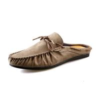 Mocassins for Hommes, Coutures manuelles, Sandales Dos Nu, Chaussures en Tissu, Chaussures Bateau, antidérapantes, légères et Confortables, à Enfiler for Les fêtes(Khaki,44 EU)