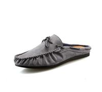 Mocassins for Hommes, Coutures manuelles, Sandales Dos Nu, Chaussures en Tissu, Chaussures Bateau, antidérapantes, légères et Confortables, à Enfiler for Les fêtes(Grey,44 EU)