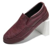 Mocassins fumeurs for hommes, chaussures décontractées confortables à enfiler, doublées de fausse fourrure, semelle souple et flexible for la conduite et la marche(Wine red,40 EU)