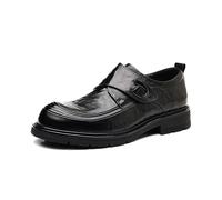 Mocassins Hommes Chaussures De Ville en Cuir sans Lacets Business Casual À Bout Rond Et Semelle Épaisse Antidérapante pour Confort Journalier,Noir,38 EU