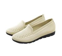Mocassins légers en tricot à enfiler, chaussures de marche décontractées, respirantes, chaussures plates à tige basse douces et confortables pour femme, beige, 39 EU