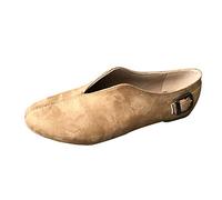 Mocassins Mary Jane pour femme - Élégantes et légères - Couleur unie - Bout plat - Antidérapantes - Pour l'extérieur, la randonnée, les loisirs - Avec boucle latérale - Pointure 36-42,5 EU, kaki, 40