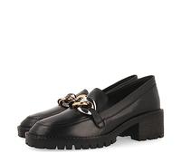 Mocassins Noirs en Cuir avec chaîne Multicolore pour Femme Vienne, Noir, 39 EU