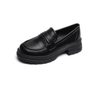 Mocassins Noirs Vintage pour Femme Chaussures sans Lacets à Plateforme Augmentation de 3cm Semelle Souple Confortables pour Le Travail et la Marche