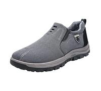 Mocassins orthopédiques à enfiler en daim pour homme - Antidérapants - Respirants - Doux - Avec soutien de la voûte plantaire - Légères et confortables - Chaussures de sport en plein air, gris, 40 2/3