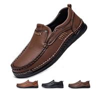 Mocassins orthopédiques faits à la main en cuir véritable pour homme - Chaussures basses légères et confortables - Respirantes - Chaussures habillées décontractées, marron foncé, 45 EU