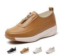 Mocassins orthopédiques pour femme avec fermeture éclair, chaussures de marche orthopédiques à semelle compensée à enfiler pour la conduite, les infirmières, Noir , 0 UK
