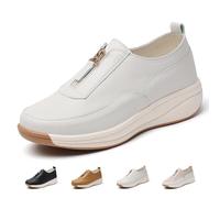 Mocassins orthopédiques pour femme avec fermeture éclair, chaussures de marche orthopédiques à semelle compensée à enfiler pour la conduite, les infirmières, beige, 0 UK