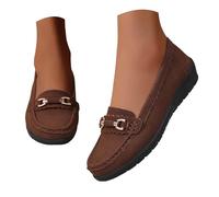 Mocassins orthopédiques pour femme - Mocassins et mocassins décontractés à enfiler - Confortables - Avec bordure en chaîne - Poids léger - Bout rond - Chaussures de marche d'affaires, marron, 38 EU