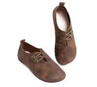 Mocassins orthopédiques pour femme UK 2026, soutien de la voûte plantaire, mocassins confortables à enfiler, élastiques, respirants, légers, élégants, pour la marche, les ballets vintage, Marron, 38.5