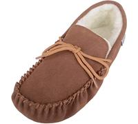 Mocassins/Pantoufles en Peau de Mouton pour Hommes Marron avec Semelle Souple - Marron (Light Brown) - 45/46 EU (11 UK)
