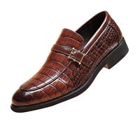 Mocassins Penny en cuir pour homme avec talon bloc bas - Légers, confortables, durables et antidérapants - Pour le quotidien, le bureau, les mariages, marron, 42 2/3 EU