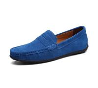 Mocassins Penny en daim et cuir for homme, confortables, doublure en peluche, chaussures décontractées à enfiler, plusieurs couleurs(Light blue,46 EU)