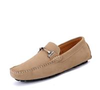 Mocassins Penny for hommes à enfiler - Chaussures semi-formelles décontractées de style mocassin classique en six couleurs Beige Bleu foncé Café Noir Bleu royal Gris(Beige,43 EU)