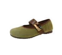 Mocassins plats à enfiler pour femme, chaussures décontractées à bout rond | Dessus en daim doux avec un accent en métal poli et une semelle flexible pour un confort au bureau, en voyage et au quotidien