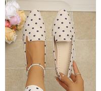 Mocassins plats à pois en daim beige pour femmes, nouveaux pour le printemps/automne, style élégant basique business décontracté vintage français, chaussures à enfiler pour les rendez-vous, le shoppin