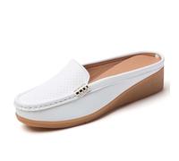 Mocassins Plats et Confortables à Enfiler, avec Un Joli Rebord, Parfaits pour Tous Les Jours. (White, 35)