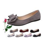 Mocassins plats et confortables en daim à bout pointu avec nœud pour femme - Chaussures de travail - Mocassins à enfiler - Pour le bureau, Gris 0 99,1 cm, 36 EU