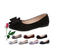 Mocassins plats et confortables en daim à bout pointu avec nœud pour femme - Chaussures de travail - Mocassins à enfiler - Pour le bureau, Noir 0 99,1 cm, 38 EU