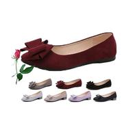 Mocassins plats et confortables en daim à bout pointu avec nœud pour femme - Chaussures de travail - Mocassins à enfiler - Pour le bureau, Rouge 0 99,1 cm, 35 EU