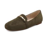 Mocassins Pointures Étendues Femme Suédé Bout Carré Plat Enfiler