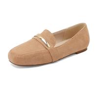 Mocassins Pointures Étendues Femme Suédé Bout Carré Plat Enfiler