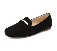 Mocassins Pointures Étendues Femme Suédé Bout Carré Plat Enfiler