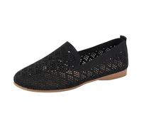 Mocassins pour femme à enfiler en maille respirante décontractée plate d'été ballets de marche quotidienne Noir, Noir , 40 EU