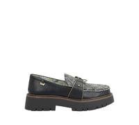 Mocassins pour femme avec détail de chat métallisé et plateforme, Bleu marine, 38 EU