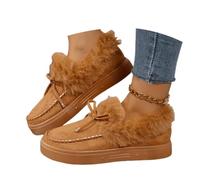 Mocassins pour femme - Bottines d'hiver confortables doublées de fourrure - Bottines de neige épaisses pour la marche, marron, 36.5 EU
