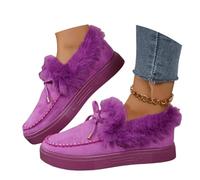 Mocassins pour femme - Bottines d'hiver confortables doublées de fourrure - Bottines de neige épaisses pour la marche, violet, 38 EU