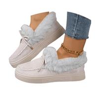 Mocassins pour femme - Bottines d'hiver confortables doublées de fourrure - Bottines de neige épaisses pour la marche, gris, 40 EU