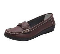 Mocassins pour femme - Chaussures bateau - Semelle souple - Légères, marron, 36 EU