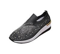 Mocassins pour femme - Chaussures de marche - Paillettes - Chaussures de loisirs antidérapantes - Invisible - Hauteur réglable - Légères - Respirantes - Baskets de fitness - Respirantes, Noir , 37 EU