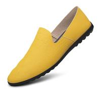 Mocassins pour homme à bout rond en cuir synthétique imprimé crocodile, chaussures de fumage légères, antidérapantes, tendance, à enfiler, jaune, 42 2/3 EU