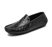 Mocassins pour homme à bout rond en similicuir imprimé crocodile - Confortables et antidérapants - Flexibles - Pour l'extérieur, Noir , 41 1/3 EU