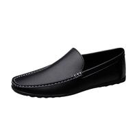 Mocassins pour homme, mocassins à tige basse, chaussures habillées décontractées, chaussures de conduite en cuir, chaussures confortables et durables, parfaites pour le travail au quotidien, Noir , 42