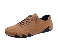 Mocassins pour Hommes Chaussures en Cuir Respirantes Chaussures De Bateau À Lacets Décontractées, Plates Et Légères, avec Semelles en Caoutchouc Chaussure De Bowling Coupe Large Marron 49