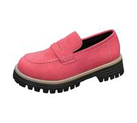 Mocassins Talons Bas pour Femmes, Chaussures décontractées en Cuir brossé Talons épais et Semelle épaisse Cuissardes pour Femmes (Red, 43)