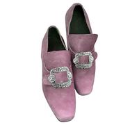 Mocassins vintage à boucle pour homme - Bout carré - Style baroque - Avec accents métalliques décoratifs - Design à enfiler - Doublure douce - Chaussures de costume rétro, Rouge, 40 EU