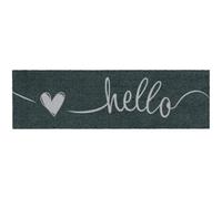MOCAVI Paillasson - Parking à chaussures - 30 x 100 cm - Lavable - Hello Cœur - Long et étroit - Pour retirer les chaussures - Zone de décoration intérieure et extérieure - Tapis de porte d'entrée