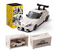 MOCBROPCS TOYOTA Supra Kit de voiture de construction avec conteneur d'affichage, sous licence officielle TOYOTA, compatible avec la voiture de course de sport Speed Champion, jouets de construction