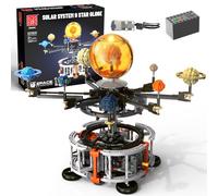 MOCBURIKU Kit de Construction de Système Solaire avec LED Lumière, 1282Pcs | 8 Planètes avec Soleil Lumineux, Modèle de Système Solaire à Rotation Électrique et Manuelle, Cadeau pour Garçon dès 8 Ans