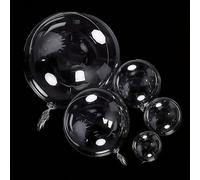 Moccool Lot de 80 ballons à bulles transparents, 5 tailles 24, 20, 18, 12, 8 cm, kit d'arche de ballons Bobo avec ligne de pêche et élastiques en caoutchouc pour anniversaire, fête de mariage