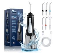 MOCEL Hydropulseur dentaire à eau avec 5 modes, nettoyeur de dents sans fil 350 ml 6 pointes, étanche IPX7, batterie puissante pour les voyages et la maison