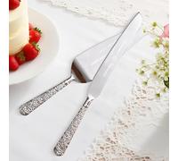 Mocessory Ensemble de 2 pièces pour gâteau de mariage | Coupe-gâteau gravé vintage et spatule de service élégante pour anniversaire, fête, anniversaire de mariage