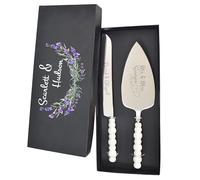 Mocessory Ensemble de Couteau à Gâteau de Mariage Personnalisé - Couteau et Serveur en Acier Inoxydable avec Gravure, Cadeau pour Mariage, Anniversaire