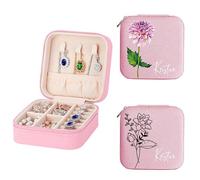 Mocessory Petite Boite a Bijoux Personnalisée avec nom pour femmes | Trousse de Voyage pour Colliers, Boucles d'oreilles et Bracelets, Cadeau pour petites amies, mères ou demoiselles d'honneur