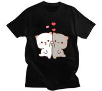 Mochi Peach and Goma Cute Cat T-Shirt 100% Cotton s Tshirt Fashion Kawaii Cartoon T Shirts Harajuku Aesthetic Shirts